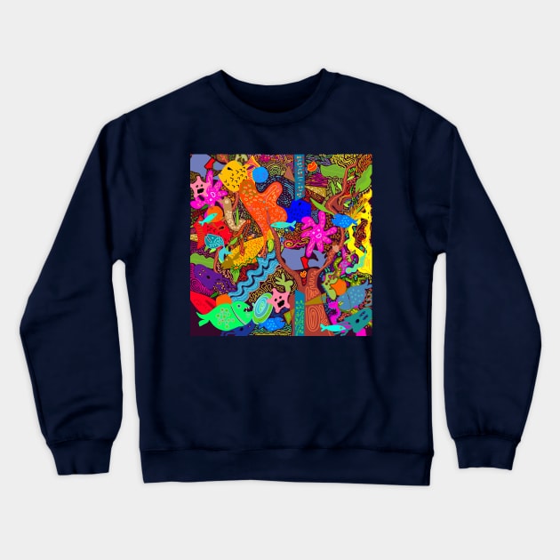 Colorful Fish pond interconnected puzzle design Crewneck Sweatshirt by jen28